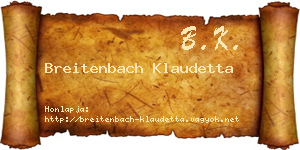 Breitenbach Klaudetta névjegykártya